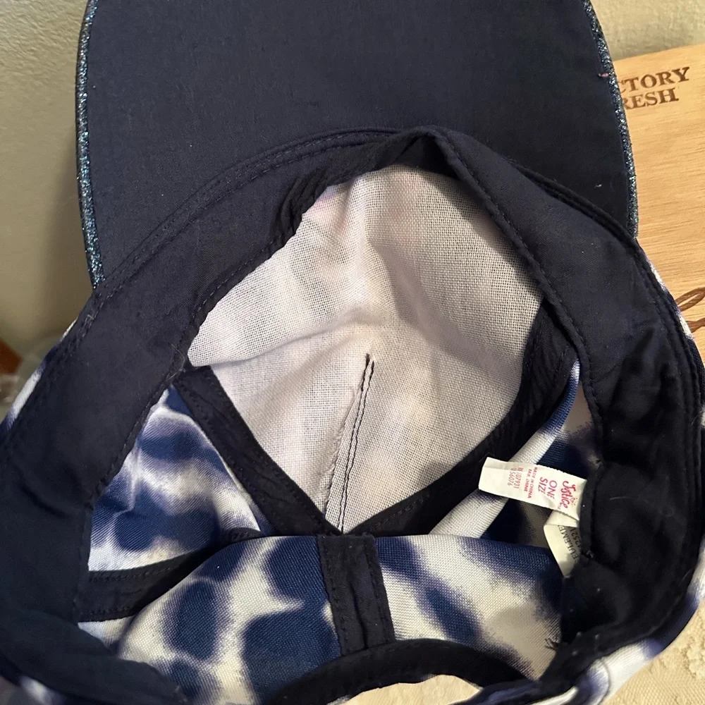 Justice Hat Girls One Size Blue Tie Dye American Flag Unicorn Glitter